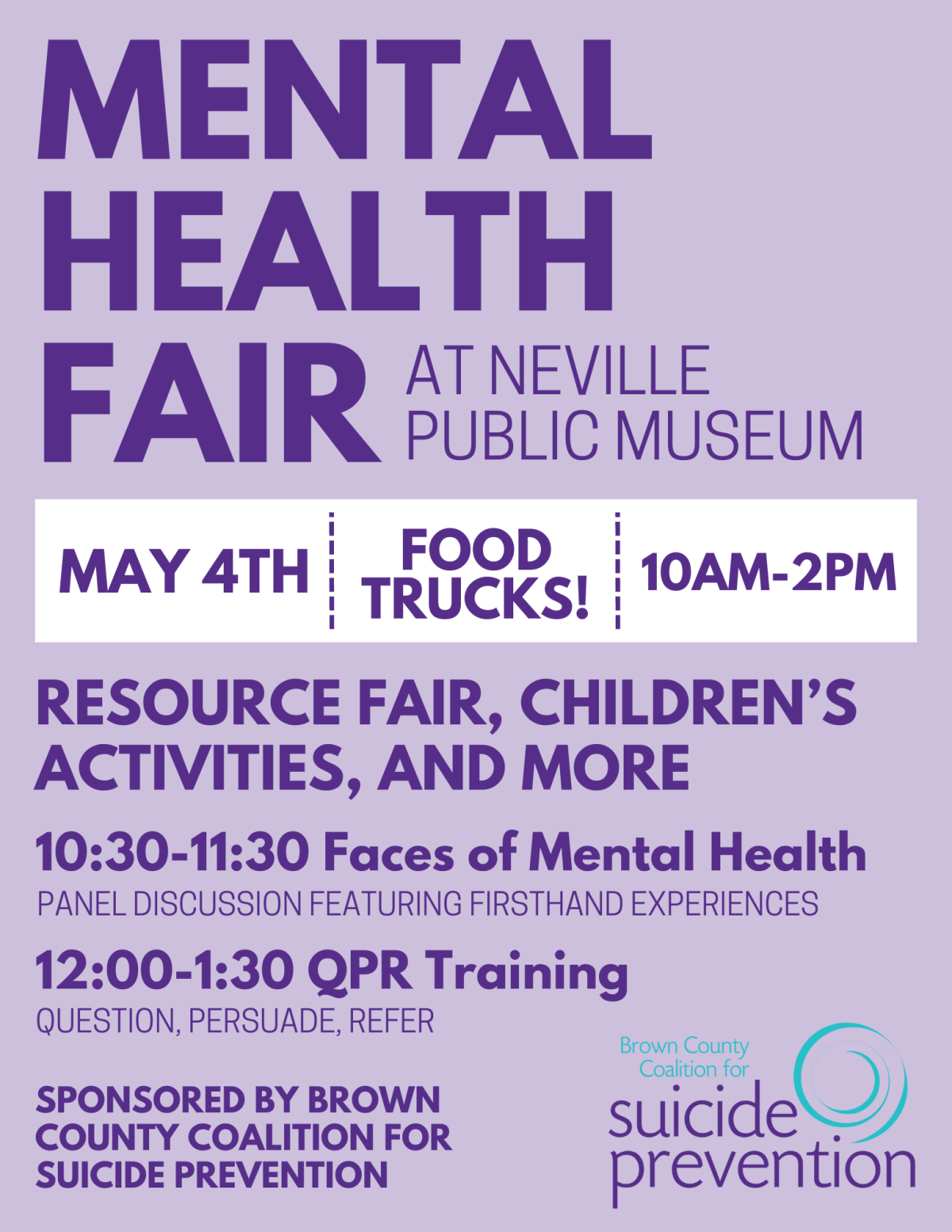 Mental health fair set for May 4 at Neville Public Museum. Here’s what you need...