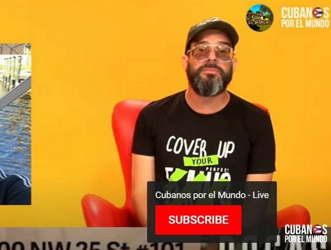 YouTube host Alexander Otaola, who gained national attention in 2020 for urging young Cuban Americans in Miami to vote for Donald Trump’s reelection, on his June 21, 2022 show, when he announced plans to run for Miami-Dade County mayor in 2024.