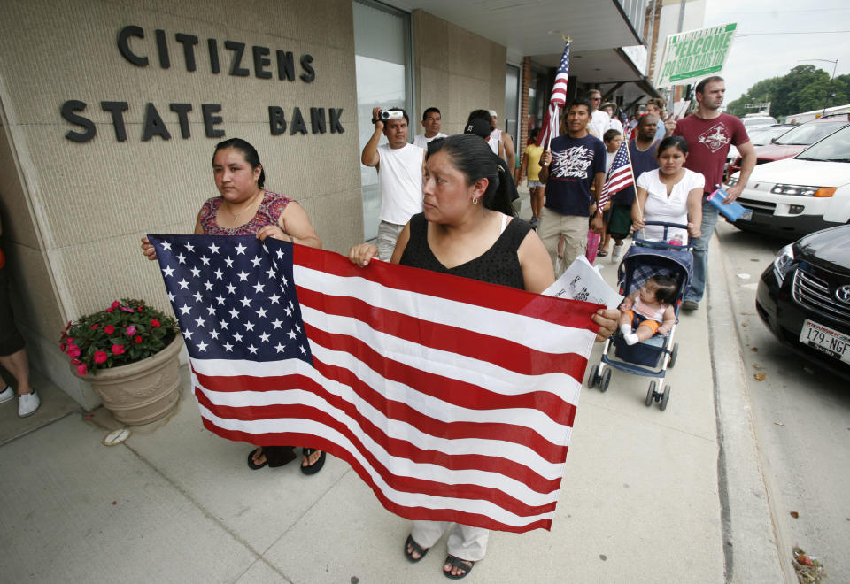 Immigration protesters in Postville, Iowa