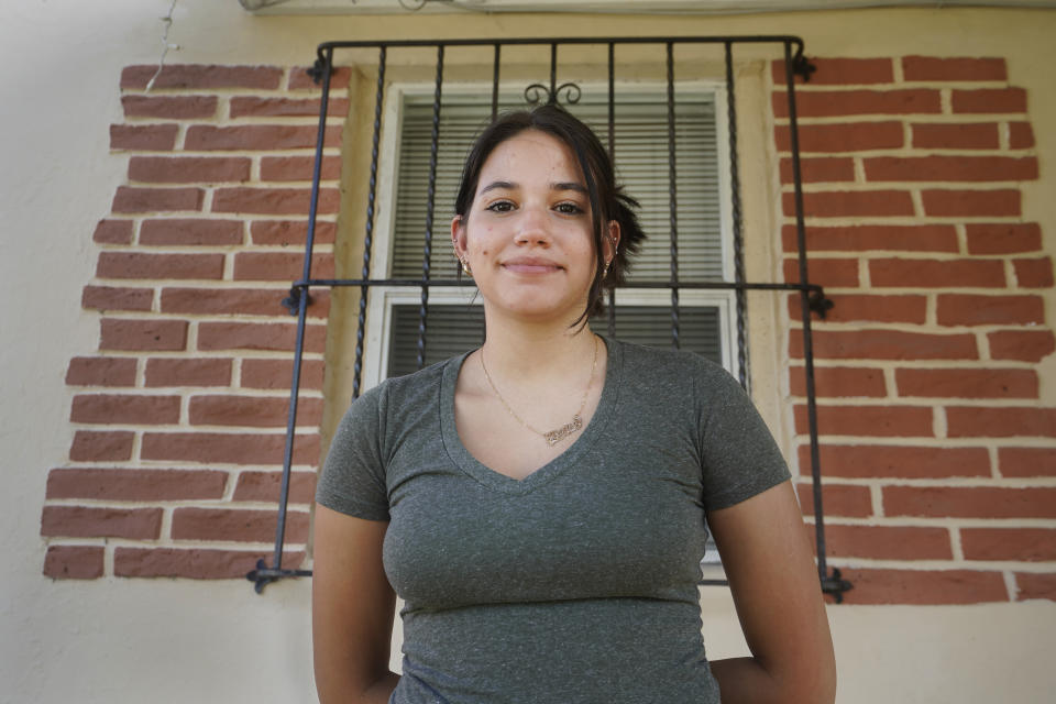 Adismarys Abreu, 16, poses for a photo at her home, Tuesday, Aug. 23, 2022, in Miami. Abreu had been discussing a long-lasting birth control implant with her mother for about a year as a potential solution to increasing menstrual pain. Then Roe v. Wade was overturned, and Abreu joined the throng of teens rushing to their doctors as states began to ban or severely limit abortion. (AP Photo/Wilfredo Lee)