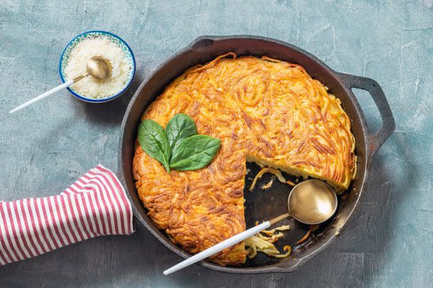 A frittata made with leftover pasta is a delicious solution for those times you cook too much spaghetti. (Photo: Carlo A via Getty Images)