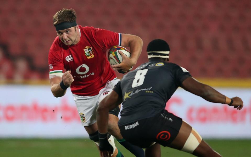 British & Irish Lions captain Iain Henderson on the attack at Emirates Airline Park on July 7, 2021 in Johannesburg, South Africa. - GETTY IMAGES