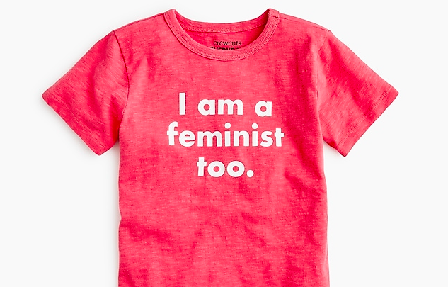 J.Crew’s new ‘I’m a feminis<strong>t </strong>too’ T-shirt has divided the Internet [Photo: J.Crew]