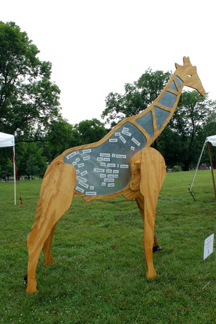 An interactive art installation sits on the grounds of Stephens Lake Park at Art in the Park 2018