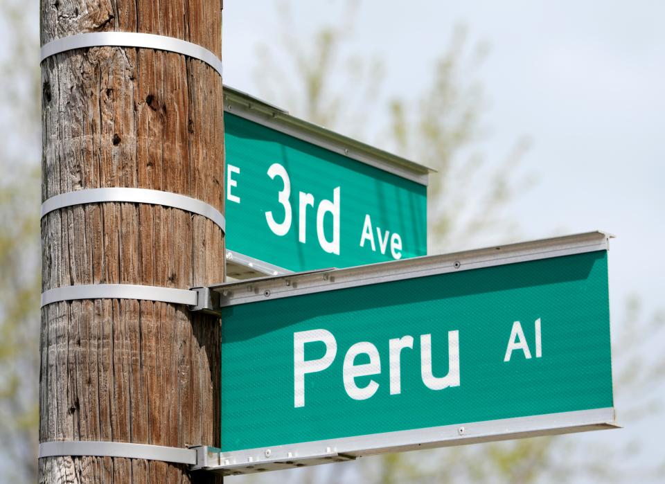 Columbus has a sizable list of streets that share names with foreign countries, cities, rivers or mountain ranges such as this sign for Peru Alley on the North Side.