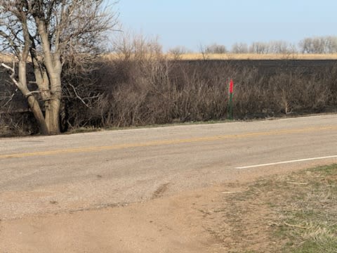 A grass fire burned 30 acres in Reno County on Feb. 27, 2024. (KSN News Photo)