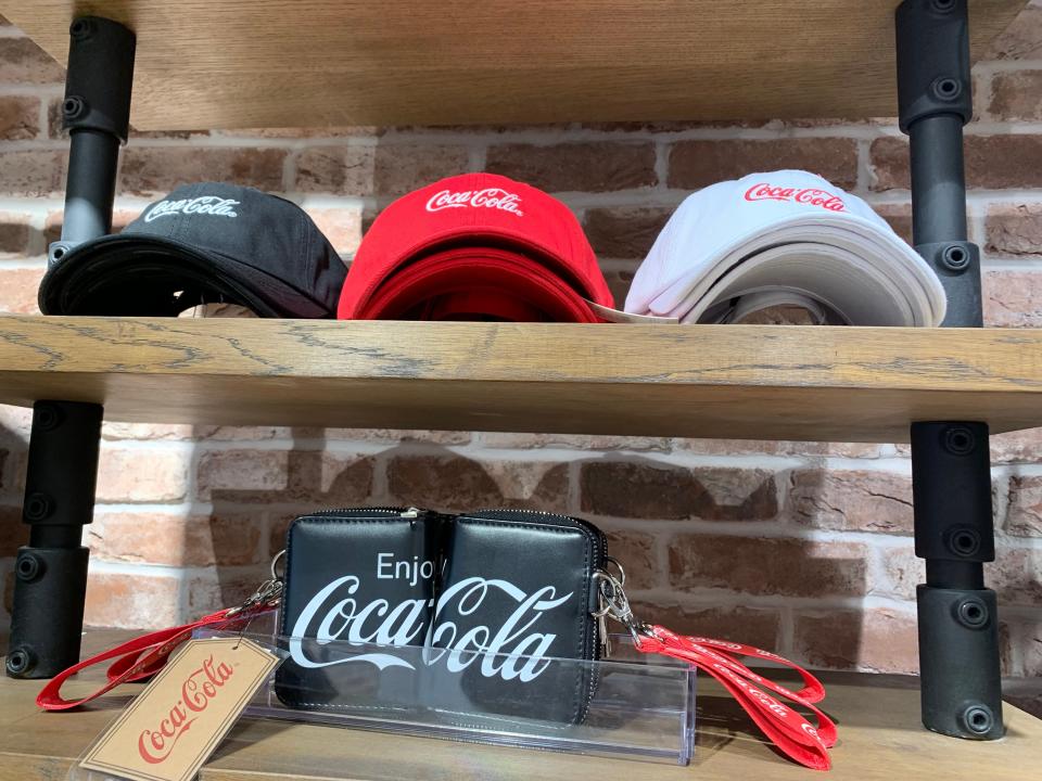 The Coca-Cola London store had branded caps and wallets.
