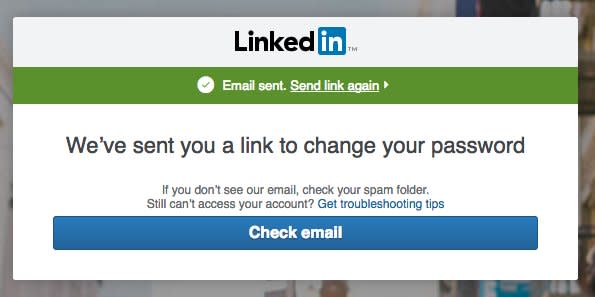 LinkedIn password reset