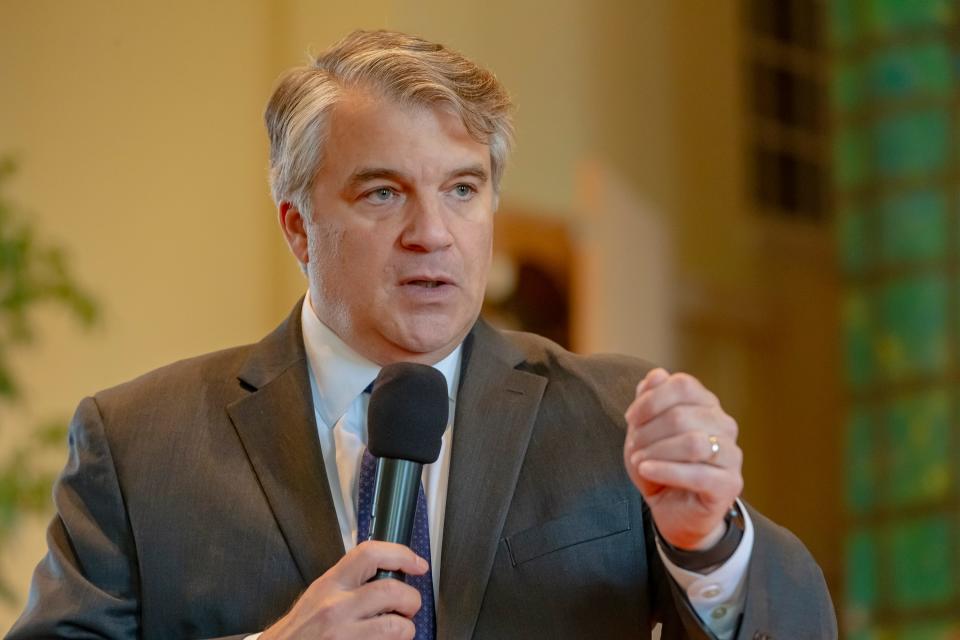 Memphis mayoral candidate Frank Colvett participates during a debate hosted by Memphis for All at First Congregational Church on Thursday, March 30, 2023.