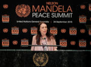 New Zealand Prime Minister Jacinda Ardern arrives speaks at the Nelson Mandela Peace Summit during the 73rd United Nations General Assembly in New York, U.S., September 24, 2018. REUTERS/Lucas Jackson