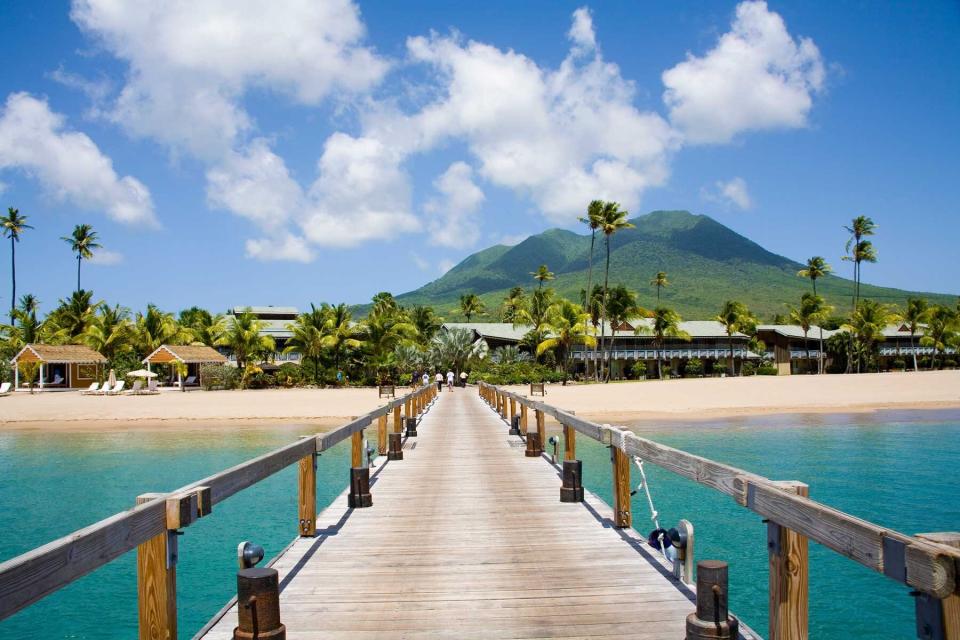 The pier at Pinney's Beach, Nevis