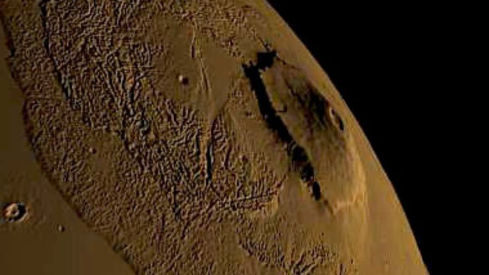 Olympus Mons, standing at at 25 kilometers (16 miles) tall, is the largest known volcano in the solar system - NASA SVS