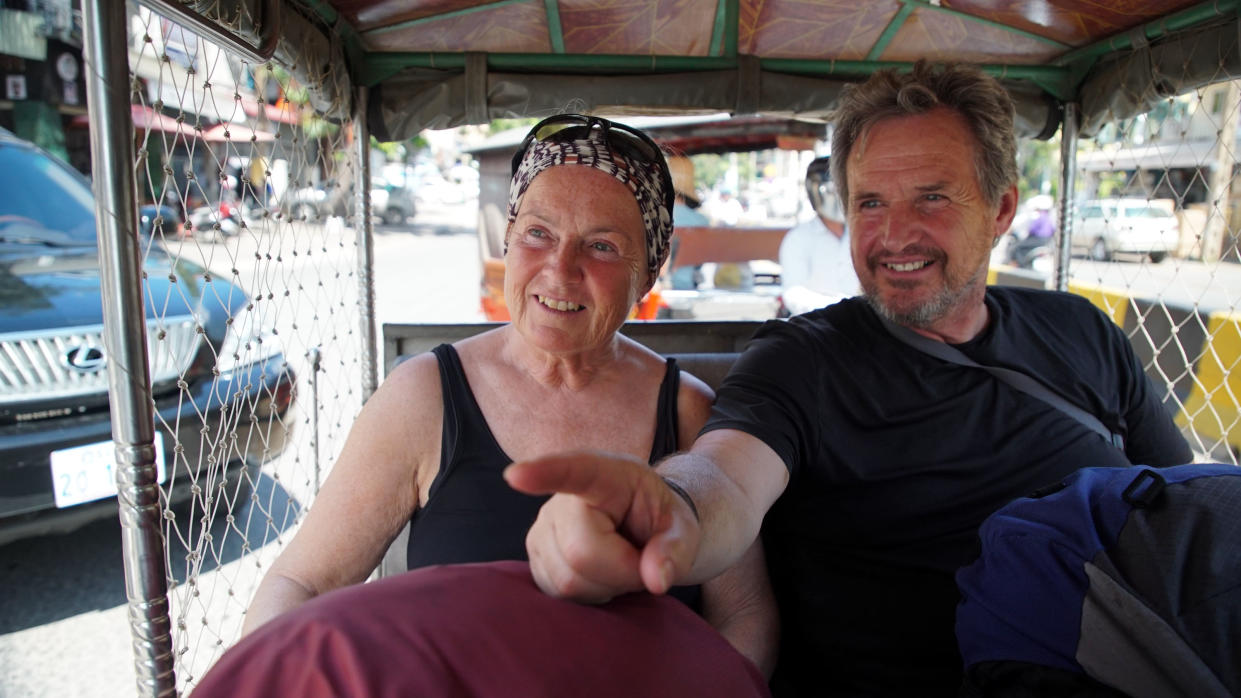 Race Across the World's Elaine and Tony in Phenom Penh, Cambodia