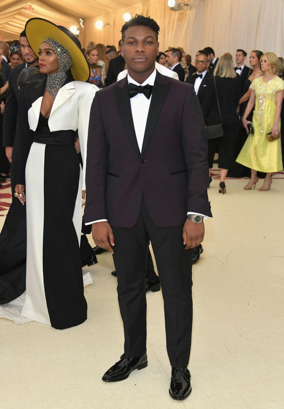 <p>It’s not easy to stand out in the same room as Jared Leto brandishing a waxwork of his own severed head. Still, somehow Boyega managed it (albeit for very, very different reasons) when he served us this two-tone black-tie look at 2018’s Met Gala.</p>