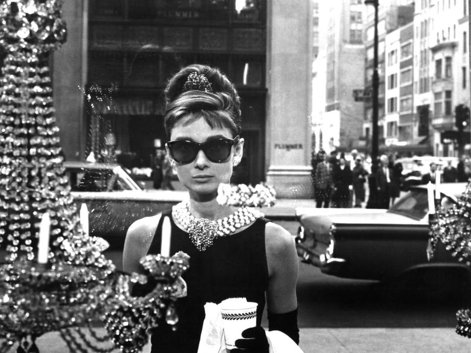 Audrey Hepburn poses for a publicity still for "Breakfast at Tiffany's" in 1961.