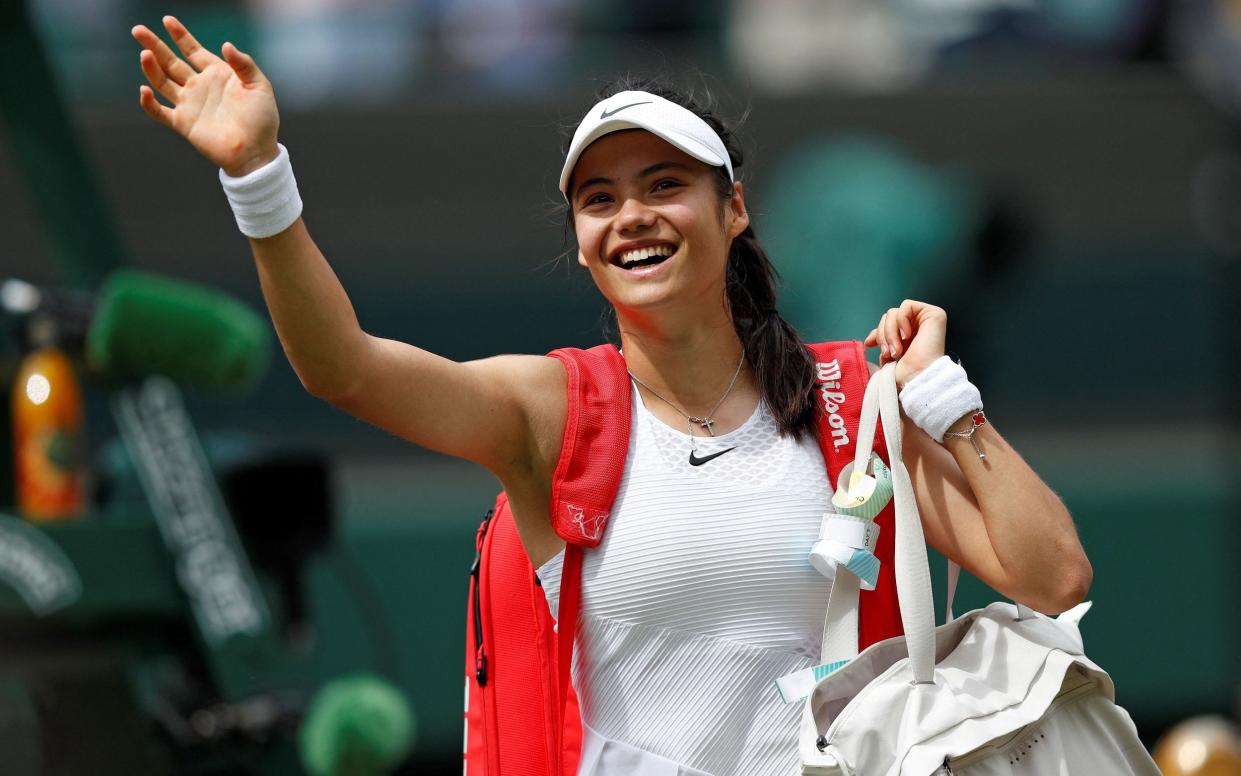 New British sensation Emma Raducanu could play to a full crowd if she wins her round of 16 tie on Monday - Adrian Dennis/AFP via Getty Images