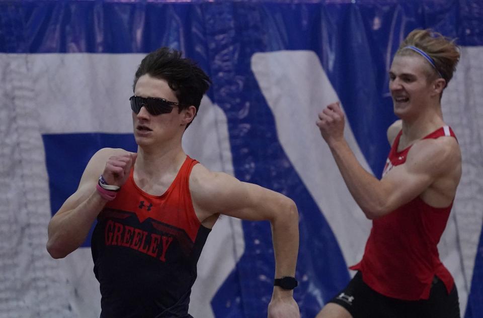 Horace Greeley's Seamus Finn wins the 300-meter dash with a 35.01 time during the Westchester County Track & Field Championships at Armory Track & Field Center on Saturday, Jan. 27, 2024.