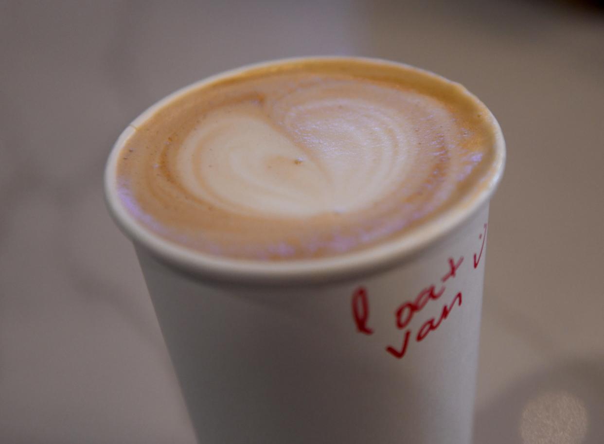 A latte made at 2nd Wave Coffee and Social Monday, March 4, 2024, at 19 Williams Street in Berlin, Maryland.