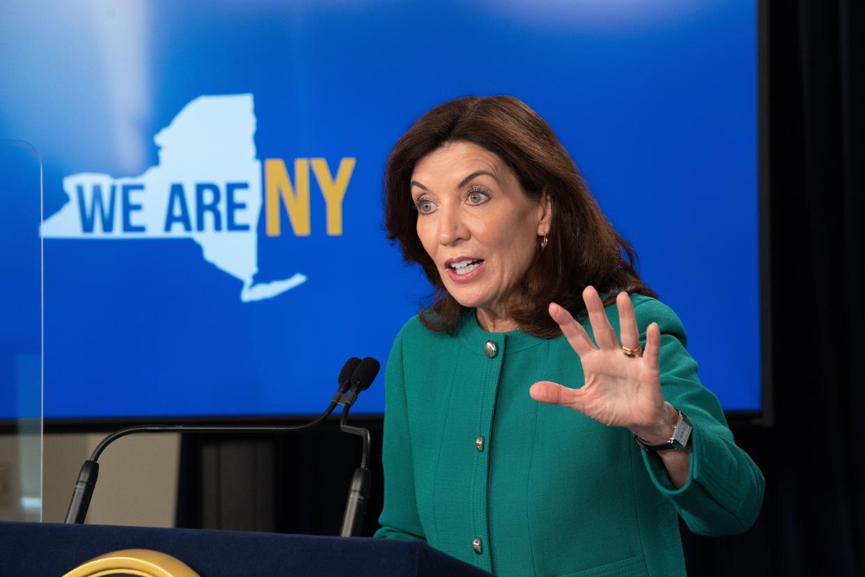 Governor Kathy Hochul updates New Yorkers on the state's progress combating COVID-19 on Tuesday, Jan. 11, 2022. 