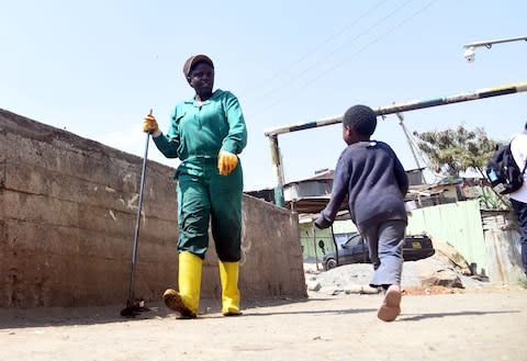 Lydia Wambui,aged 37 years old and one of the members of Komb Green Solutions who are Cleaning Nairobi River at Korogocho Slums in Nairobi - Credit: Evans Habil/The Daily Nation&nbsp;