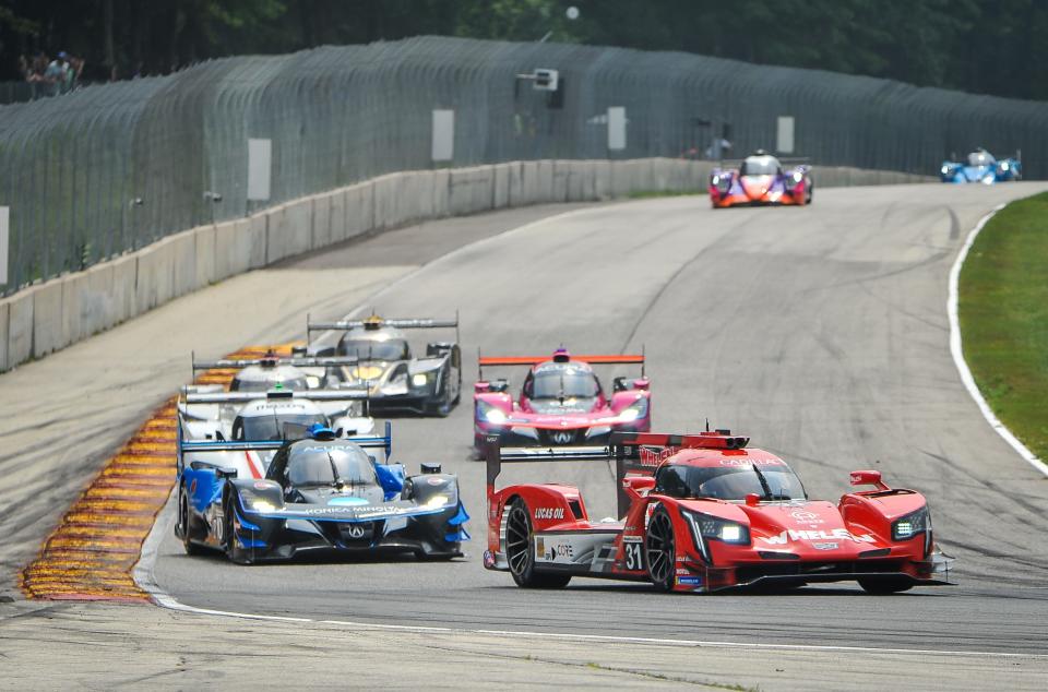 Felipe Nasr leads the field into Turn 5 in the IMSA WeatherTech Series race last year at Road America. The series will have a four-hour event at the track this season.