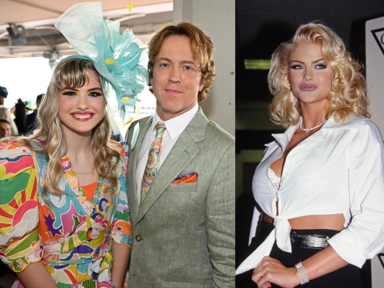 Dannielynn and Larry Birkhead (left) and Anna Nicole Smith (right)