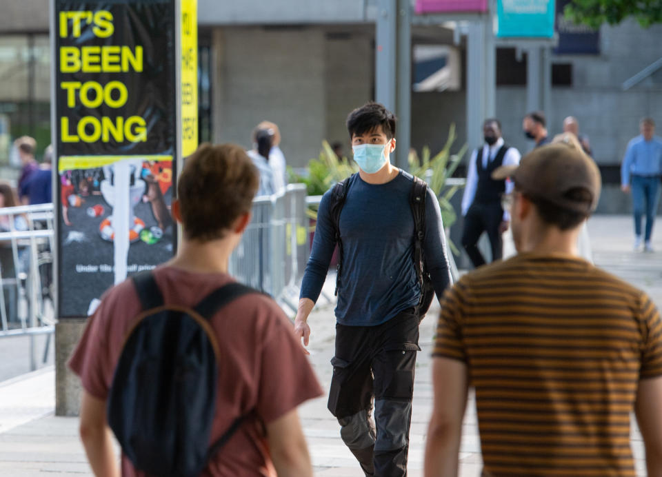 People walk on the South Bank in central London, following the further easing of lockdown restrictions in England. Picture date: Monday June 7, 2021. (Photo by Dominic Lipinski/PA Images via Getty Images)