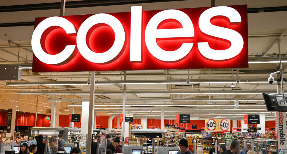 Hundreds of Coles stores now feature an Aldi-like packing bench. Source: AAP