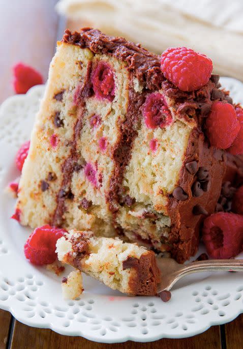 <strong>Get the <a href="http://sallysbakingaddiction.com/2014/03/28/raspberry-chocolate-chip-layer-cake/" target="_blank">Raspberry Chocolate Chip Layer Cake</a>&nbsp;recipe from Sally's Baking Addiction</strong>