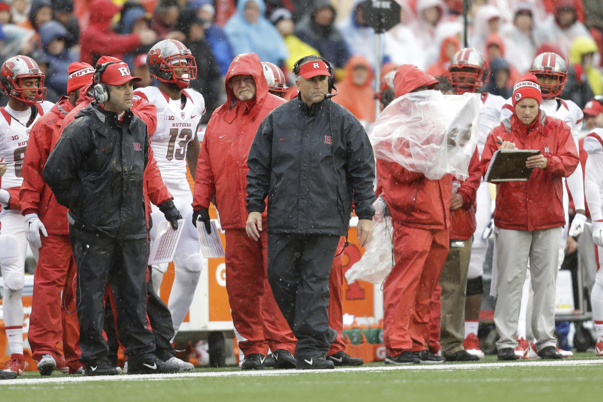 Eight Rutgers football players are facing criminal charges after becoming involved in a credit card scam that involved stealing numbers off the dark web and transferring funds to their school debit card accounts. (Photo by Mike McGinnis/Getty Images)