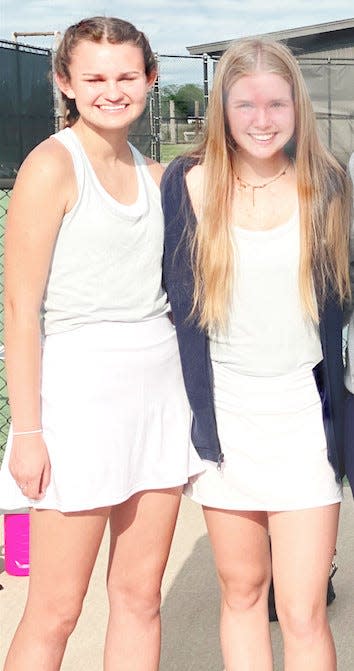 Bartlesville High School's Brook Franks, left, and Julia Osburn have qualified for the girls state tournament as a doubles team.