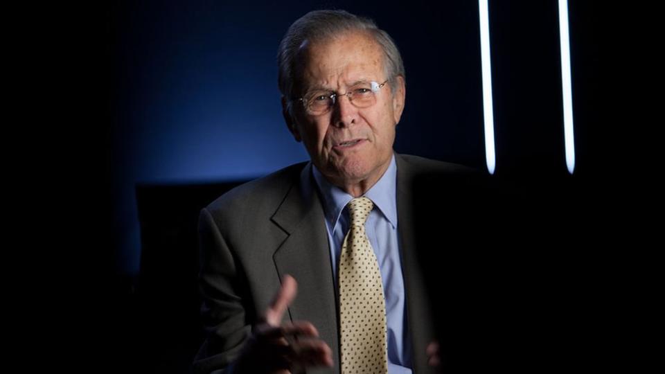 Former Secretary of Defense Donald Rumsfeld being interviewed for Discovery Channel's documentary, "The Presidents' Gatekeepers in 2012