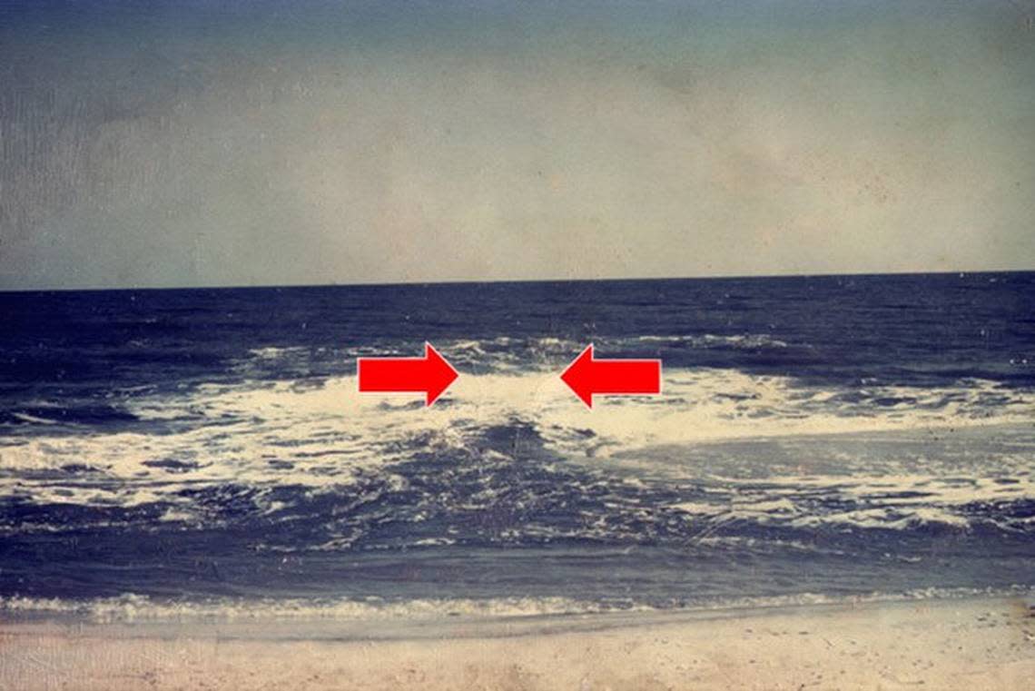 Rip currents are channeled currents of water flowing away from shore.
