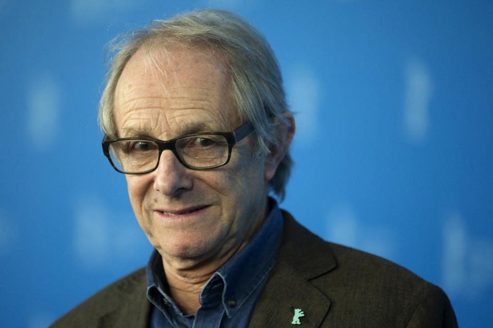 Director Ken Loach poses for photographers at a photo call prior to being awarded an honorary Golden Bear, during the International Film Festival Berlinale in Berlin, Thursday, Feb. 13, 2014. (AP Photo/Axel Schmidt)