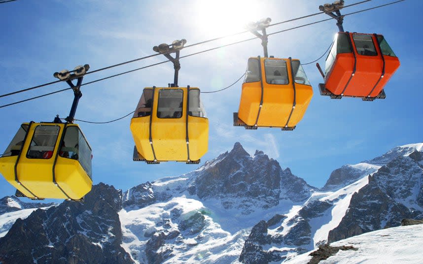 La Grave's brightly-coloured gondola