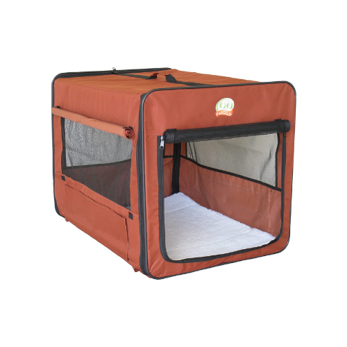 Go Pet Club orange-red dog crate against white background