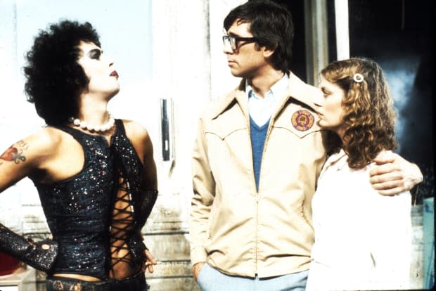 Tim Curry, Barry Bostwick and Susan Sarandon in a scene from the movie "The Rocky Horror Picture Show"<p><a href="https://www.gettyimages.com/detail/74105392" rel="nofollow noopener" target="_blank" data-ylk="slk:Michael Ochs Archives/Getty Images;elm:context_link;itc:0;sec:content-canvas" class="link ">Michael Ochs Archives/Getty Images</a></p>