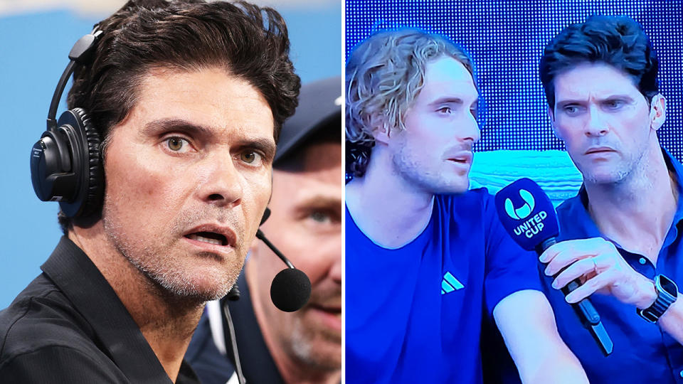 Mark Philippoussis and Stefanos Tsitsipas at the United Cup.