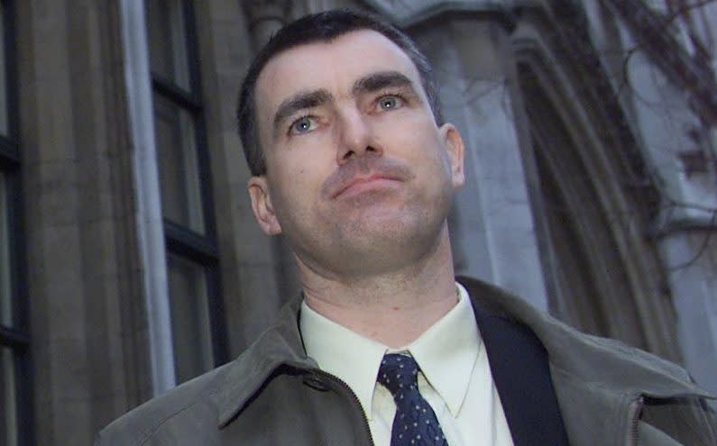 Liam McCotter outside the High Court in London in 2001