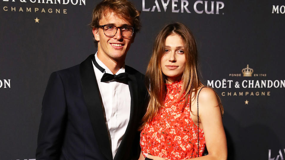 Alexander Zverev and Olga Sharypova at the Laver Cup in 2019. (Photo by Clive Brunskill/Getty Images for Laver Cup)