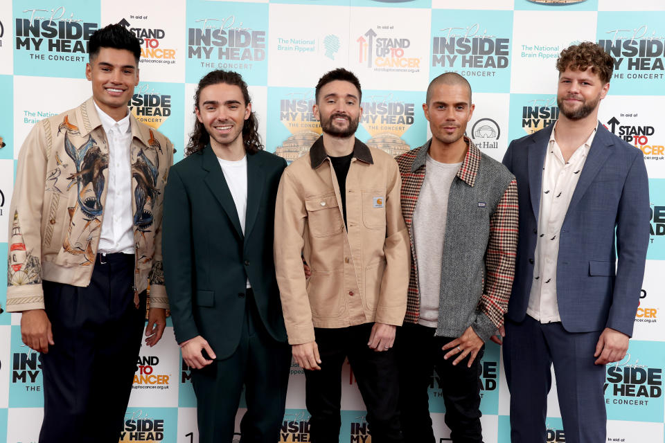 LONDON, ENGLAND - SEPTEMBER 20: Max George, Siva Kaneswaran, Jay McGuiness, Tom Parker and Nathan Sykes members of The Wanted attend the 