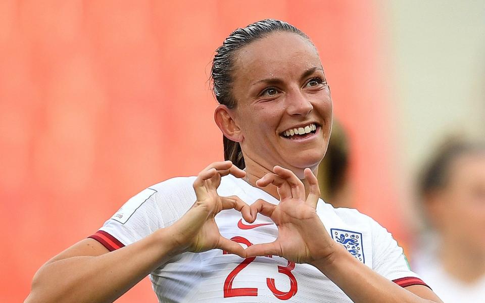 Lucy Staniforth playing for England - England international Lucy Staniforth signs two-year deal with Manchester United - GETTY IMAGES