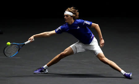 Tennis - Laver Cup - 1st Day - Prague, Czech Republic - September 22, 2017 - Alexander Zverev of team Europe in action against Denis Shapovalov of team World. REUTERS/David W Cerny