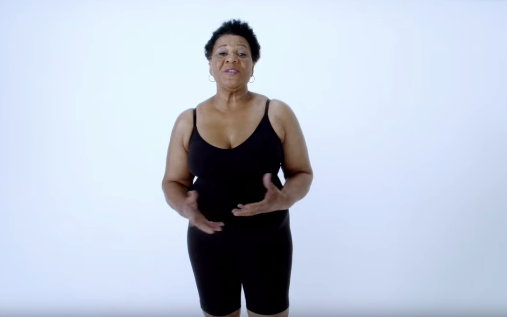 Alice Marie Johnson appears in Kim Kardashian's SKIMS shapewear campaign. (Photo: YouTube)