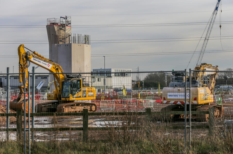 Two huge viaducts are being built in Water Orton to carry trains over the M42 by Water Orton, in North Warwickshire. (SWNS)