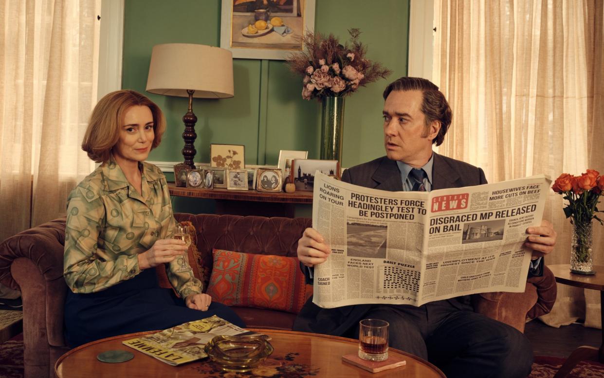 Matthew Macfadyen as Labour MP John Stonehouse and wife Keeley Hawes as Barbara Stonehouse in ITV's political drama - ITV/ Television Stills