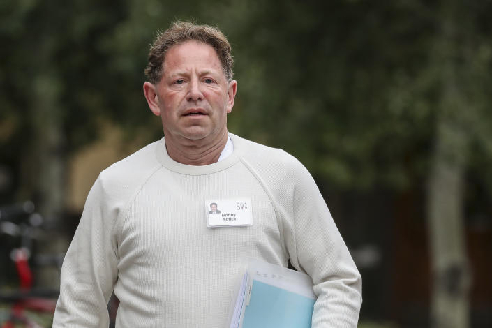 SUN VALLEY, ID - JULY 10:  Bobby Kotick, chief executive officer of Activision Blizzard, attends the annual Allen & Company Sun Valley Conference, July 10, 2019 in Sun Valley, Idaho. Every July, some of the world&#39;s most wealthy and powerful businesspeople from the media, finance, and technology spheres converge at the Sun Valley Resort for the exclusive weeklong conference. (Photo by Drew Angerer/Getty Images)