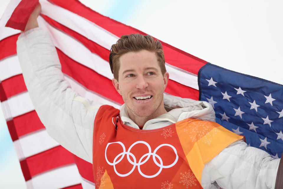 Shaun White of United States celebrates after winning the Men's Halfpipe Final at Phoenix Snow Park in 2018 in Pyeongchang-gun, South Korea. / Credit: Ian MacNicol / Getty Images