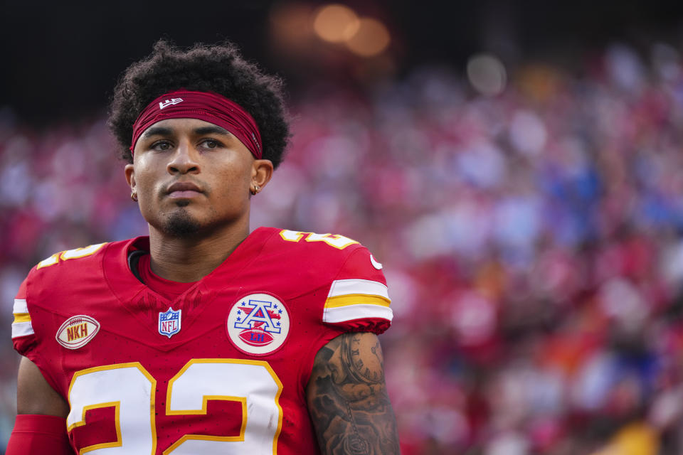 Chiefs defensive back Trent McDuffie has a big challenge ahead of him in the slot during Super Bowl LVIII. (Photo by Cooper Neill/Getty Images)