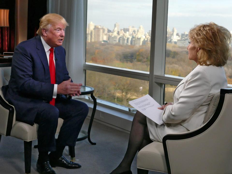 Barbara Walters speaks to Republican Presidential candidate Donald Trump in New York City, for her annual "Barbara Walters Presents: The 10 Most Fascinating People of 2015,"